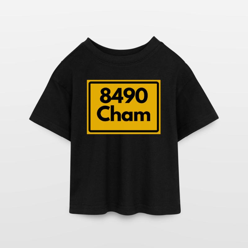 OLD POSTCODE POSTCODE RETRO 8490 CHAM HEIMATSTOLZ Teen Cropped Jersey T-Shirt