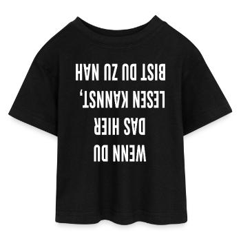 Umgedrehte Großbuchstaben Typo - Teen Cropped Jersey T-Shirt - Schwarz - Vorne - AI Model Teenager Female light (150cm)