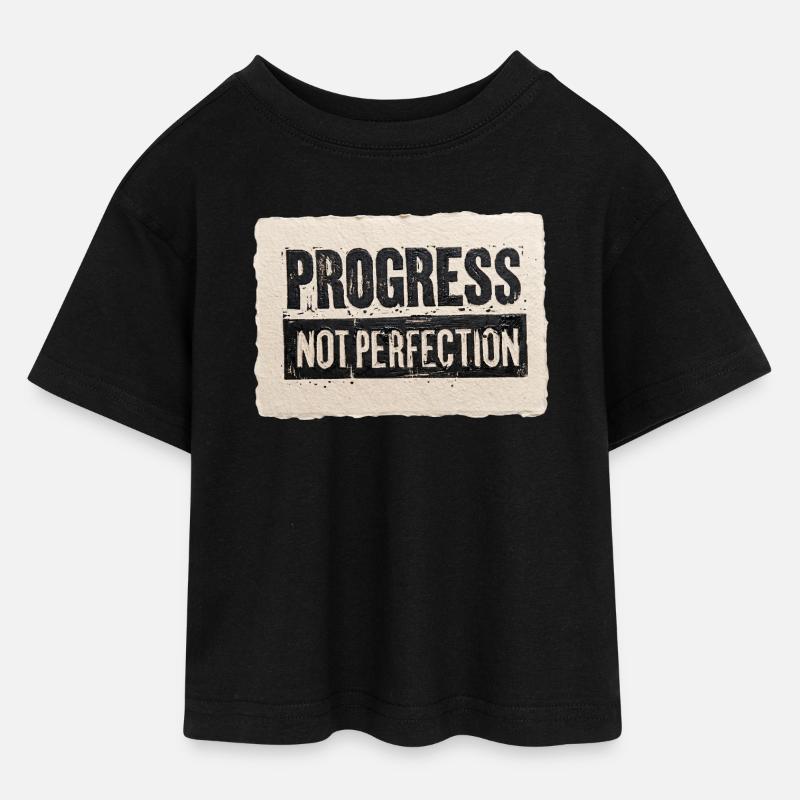 Progrès-pas-perfection - T-shirt Crop Top en jersey Ado - noir