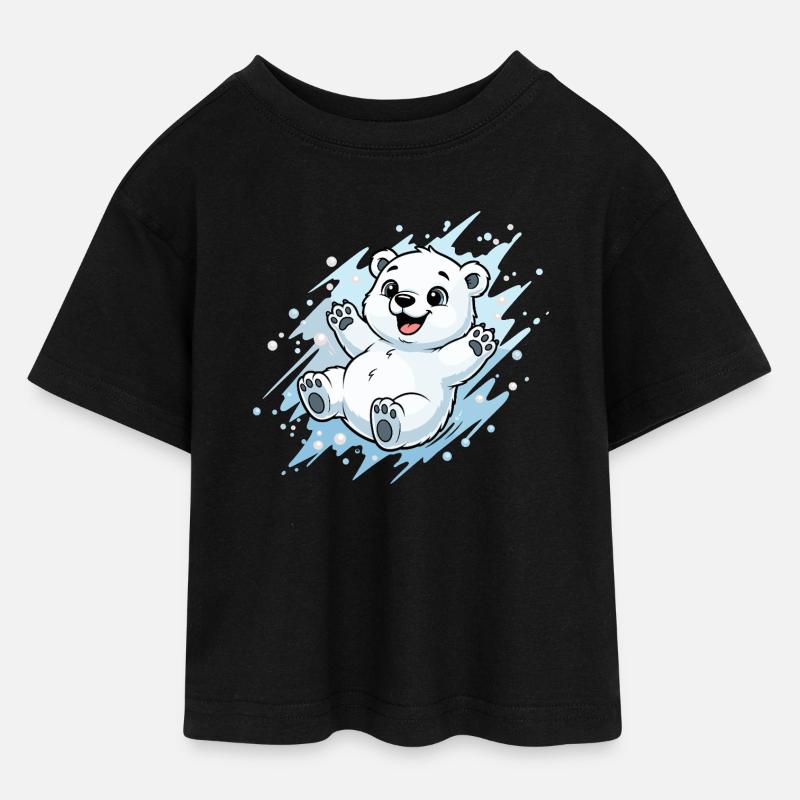 Joyeuse éclaboussure d’ours polaire - T-shirt Crop Top en jersey Ado - noir