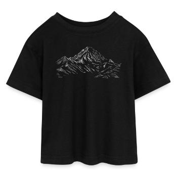 Mountain Artwork Line Art of K2 Mountain in Pak - Teen Cropped Jersey T-Shirt - black - Front - AI Model Teenager Female light (150cm)
