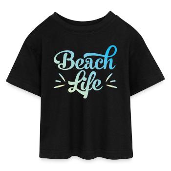 Beach Life only - Teen Cropped Jersey T-Shirt - Schwarz - Vorne - AI Model Teenager Female light (150cm)