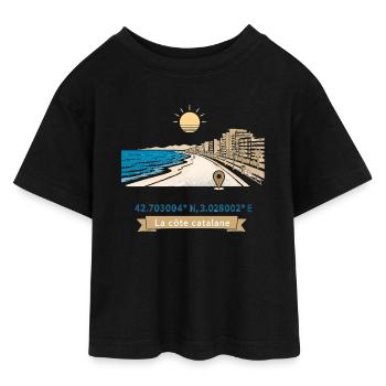 Canet en Roussillon - Promenade Méditerranéenne - T-shirt Crop Top en jersey Ado - noir - Devant - AI Model Teenager Female light (150cm)