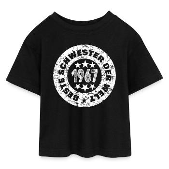 Born in 1967 - Teen Cropped Jersey T-Shirt - black - Front - AI Model Teenager Female light (150cm)