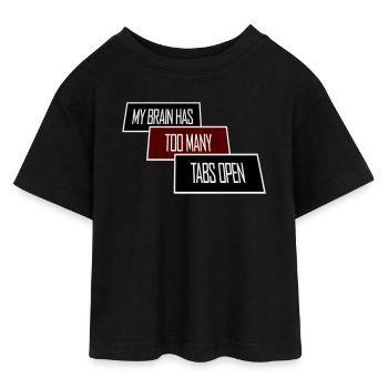 My Brain Has Too Many Tabs Open Lustig Grübeln - Teen Cropped Jersey T-Shirt - Schwarz - Vorne - AI Model Teenager Female light (150cm)