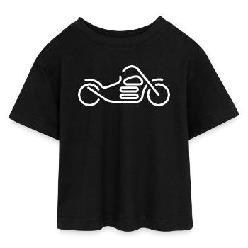 Chopper Drawing Motorcycle Motorcycle Flat Design - Teen Cropped Jersey T-Shirt - black - Front - AI Model Teenager Female light (150cm)