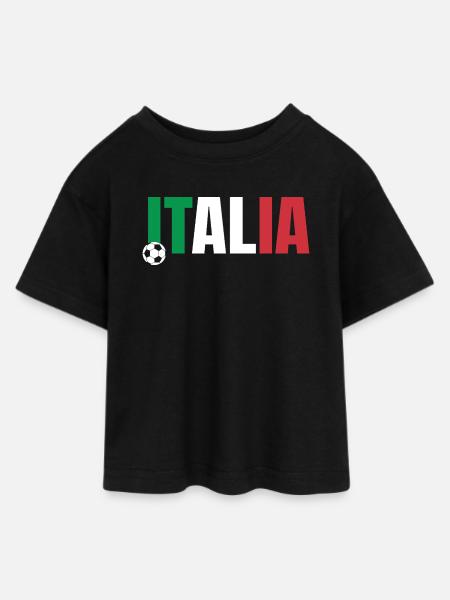 Italia Fußball - Teen Cropped Jersey T-Shirt - Schwarz