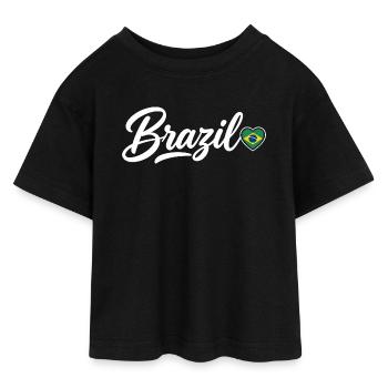 Scénario brésilien avec drapeau amoureux - T-shirt Crop Top en jersey Ado - noir - Devant - AI Model Teenager Female light (150cm)