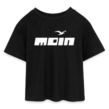 Modernes Moin | Möwe - Teen Cropped Jersey T-Shirt - Schwarz - Vorne - AI Model Teenager Female light (150cm)