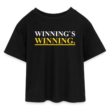 Winnings Winning - Teen Cropped Jersey T-Shirt - Schwarz - Vorne - AI Model Teenager Female light (150cm)