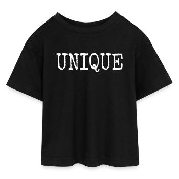 unique unique unique self-worth unique - Teen Cropped Jersey T-Shirt - black - Front - AI Model Teenager Female light (150cm)
