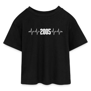 2005 Heartbeat Year Design - T-shirt Crop Top en jersey Ado - noir - Devant - AI Model Teenager Female light (150cm)
