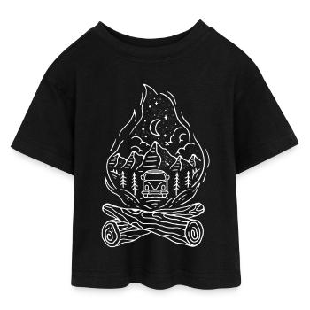 Nachtwald Vanlife Panorama - Teen Cropped Jersey T-Shirt - Schwarz - Vorne - AI Model Teenager Female light (150cm)