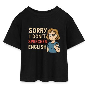Sorry I Don´t sprechen English - Teen Cropped Jersey T-Shirt - Schwarz - Vorne - AI Model Teenager Female light (150cm)