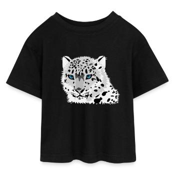 snow leopard - Teen Cropped Jersey T-Shirt - black - Front - AI Model Teenager Female light (150cm)