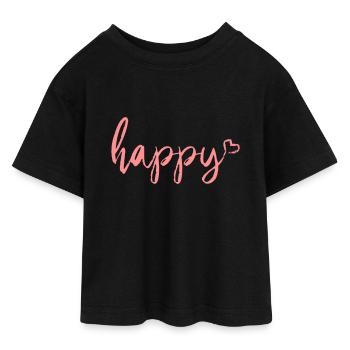 Happy - Teen Cropped Jersey T-Shirt - black - Front - AI Model Teenager Female light (150cm)