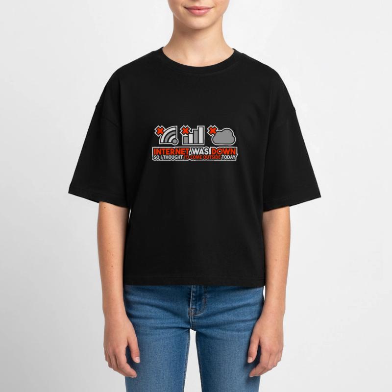 Internet Was Down - Offline Programmer Computer Teen Cropped Jersey T-Shirt