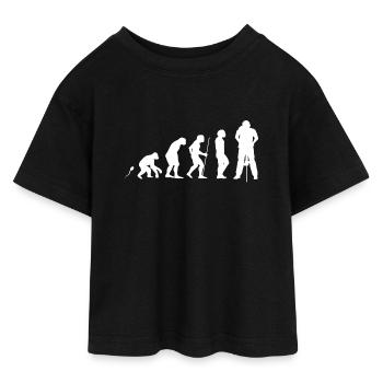 Presslufthammer Evolution Fun Shirt - Teen Cropped Jersey T-Shirt - Schwarz - Vorne - AI Model Teenager Female light (150cm)