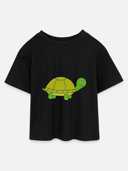 Schildkröte Schildkröten - Teen Cropped Jersey T-Shirt - Schwarz