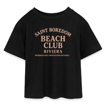 Saint Boredom Beach Club Riviera - T-shirt Crop Top en jersey Ado - noir - Devant - AI Model Teenager Female light (150cm)