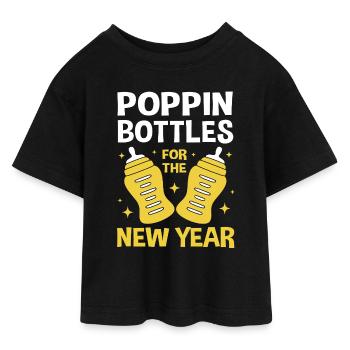 Gender Reveal New Year - Teen Cropped Jersey T-Shirt - black - Front - AI Model Teenager Female light (150cm)