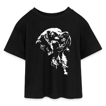 Clumber Spaniel Silhouette Dog Dog Wilsigns - Teen Cropped Jersey T-Shirt - black - Front - AI Model Teenager Female light (150cm)