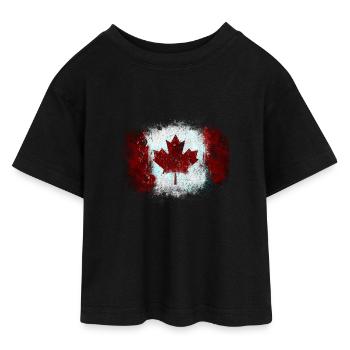 Graffiti drapeau canadien - T-shirt Crop Top en jersey Ado - noir - Devant - AI Model Teenager Female light (150cm)