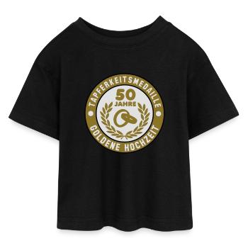 Tapferkeitsmedaille 50 Jahre Goldene Hochzeit 3C - Teen Cropped Jersey T-Shirt - Schwarz - Vorne - AI Model Teenager Female light (150cm)