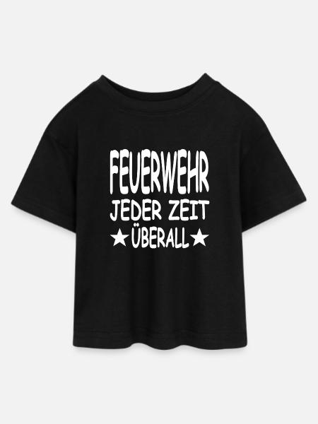 Feuerwehr - Teen Cropped Jersey T-Shirt - Schwarz