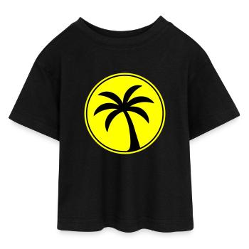 Palm tree icon beach - Teen Cropped Jersey T-Shirt - black - Front - AI Model Teenager Female light (150cm)