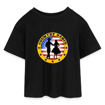 country dance - T-shirt Crop Top en jersey Ado - noir - Devant - AI Model Teenager Female light (150cm)