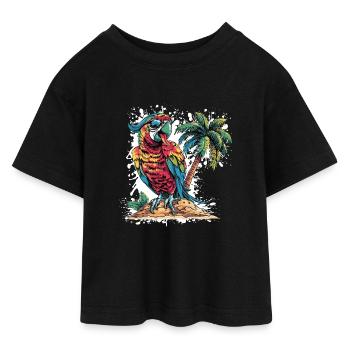 Papagai Insel Palme - Teen Cropped Jersey T-Shirt - Schwarz - Vorne - AI Model Teenager Female light (150cm)