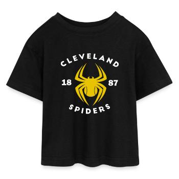 Vintage Cleveland Spiders Baseball - Teen Cropped Jersey T-Shirt - Schwarz - Vorne - AI Model Teenager Female light (150cm)