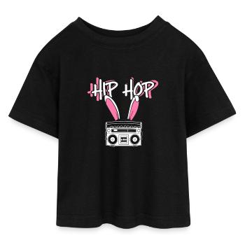 Hip Hop - Teen Cropped Jersey T-Shirt - Schwarz - Vorne - AI Model Teenager Female light (150cm)