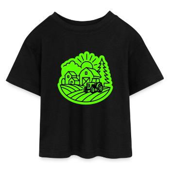 Farm Agriculture - Teen Cropped Jersey T-Shirt - black - Front - AI Model Teenager Female light (150cm)