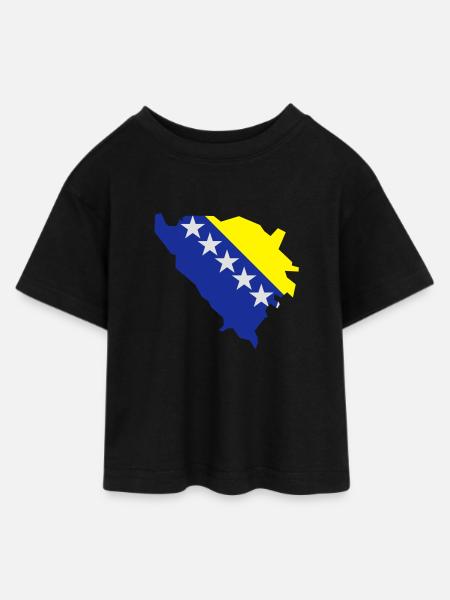 Bosnien Herzegowina - Teen Cropped Jersey T-Shirt - Schwarz