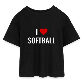 Softball Softball Joueur Cadeau J’adore le Softball - T-shirt Crop Top en jersey Ado - noir - Devant - AI Model Teenager Female light (150cm)