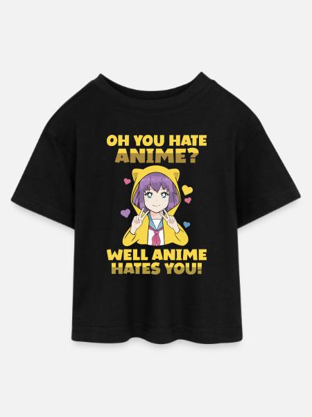 Anime Serien Design - Teen Cropped Jersey T-Shirt - Schwarz