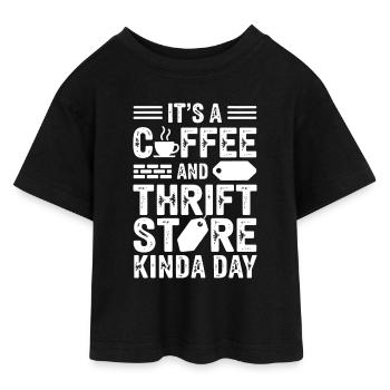 Coffee Thrift Store Day - Teen Cropped Jersey T-Shirt - black - Front - AI Model Teenager Female light (150cm)
