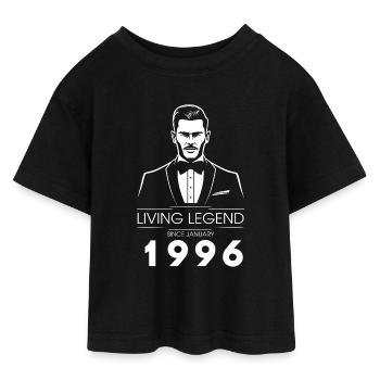 30th Birthday Living Legend (GENT) since 01/1996 - Teen Cropped Jersey T-Shirt - black - Front - AI Model Teenager Female light (150cm)