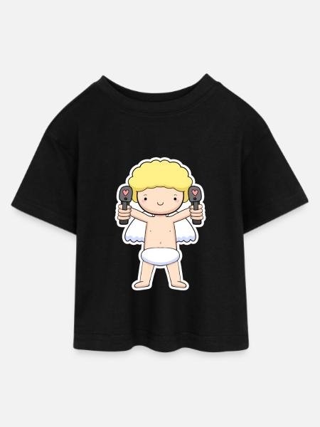 Engel - Teen Cropped Jersey T-Shirt - Schwarz