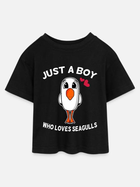 Möwe - Teen Cropped Jersey T-Shirt - Schwarz