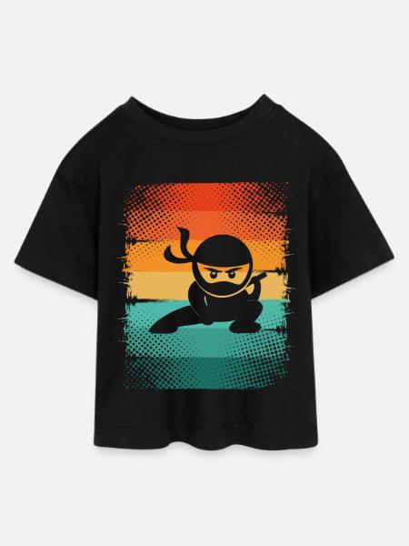 Ninja - Teen Cropped Jersey T-Shirt - Schwarz