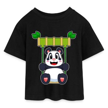 Panda Schaukel - Teen Cropped Jersey T-Shirt - Schwarz - Vorne - AI Model Teenager Female light (150cm)