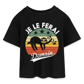 I'll do it tomorrow lazy lazy humor gift - Teen Cropped Jersey T-Shirt - black - Front - AI Model Teenager Female light (150cm)