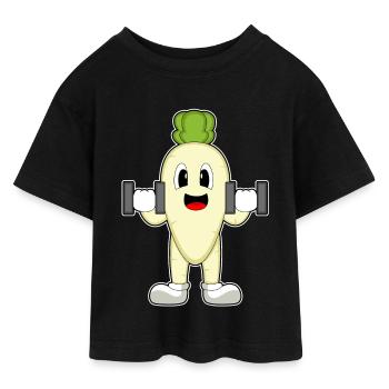 Radieschen Bodybuilder Hanteln Bodybuilding - Teen Cropped Jersey T-Shirt - Schwarz - Vorne - AI Model Teenager Female light (150cm)