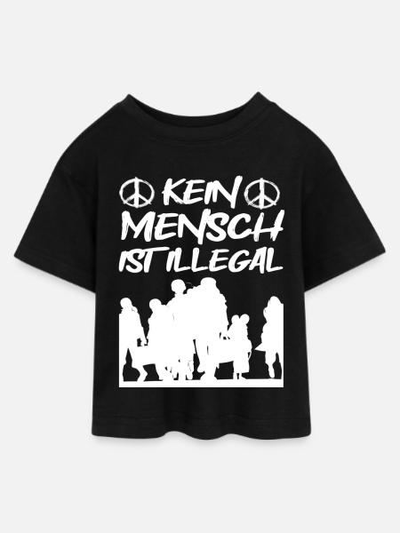Kein Mensch ist Illegal - Teen Cropped Jersey T-Shirt - Schwarz