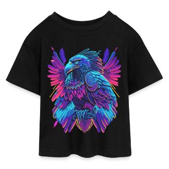 Neon Adler Synthwave Adler - Tieners cropped jersey T-shirt - zwart - Voor - AI Model Teenager Female light (150cm)