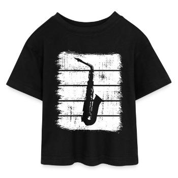 Saxophon Skizze - Teen Cropped Jersey T-Shirt - Schwarz - Vorne - AI Model Teenager Female light (150cm)