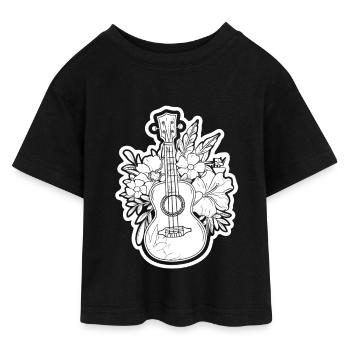 Ukulele Comic Look - Teen Cropped Jersey T-Shirt - black - Front - AI Model Teenager Female light (150cm)